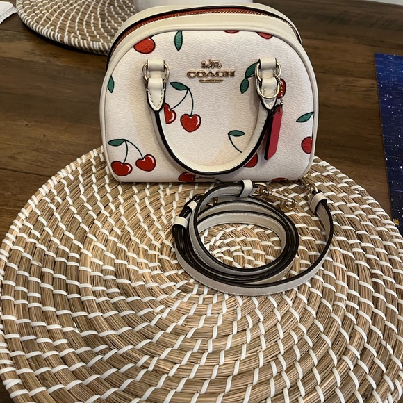 Coach Cherry Print Mini Bag in White - Picture 2 of 16
